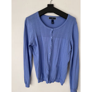 Karen Scott Cardigan Sweater Button Up Long Sleeve Women’s Large Blue